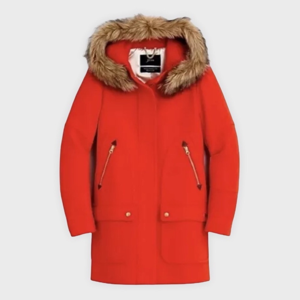 J Crew Chateau Parka Stadium Cloth Vibrant Flame 10